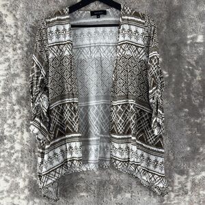 Karen Kane Size M Geometric Open Front Cardigan Sweater 3/4 Sleeve